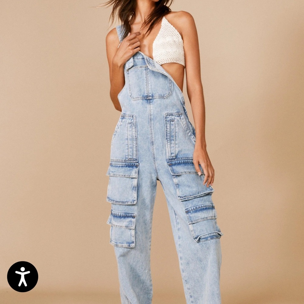Nasty Gal Light Blue Denim Overalls